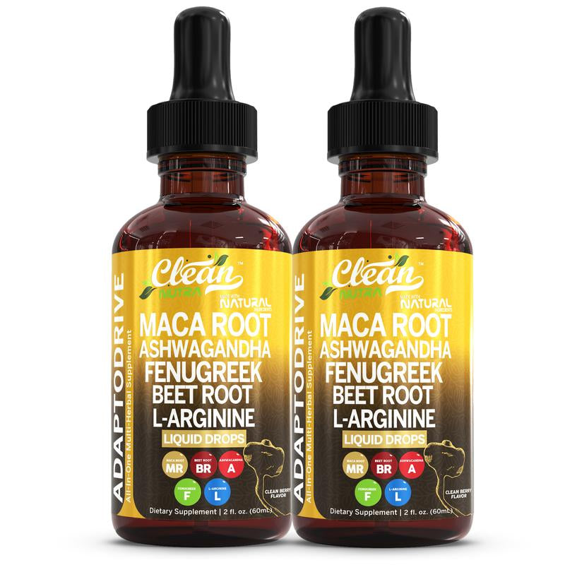 Clean Nutra Maca Root, Ashwagandha, Fenugreek, Beet Root, L-Arginine & More for Women & Men'S Optimum Health Liquid Drop – Adapto Drive