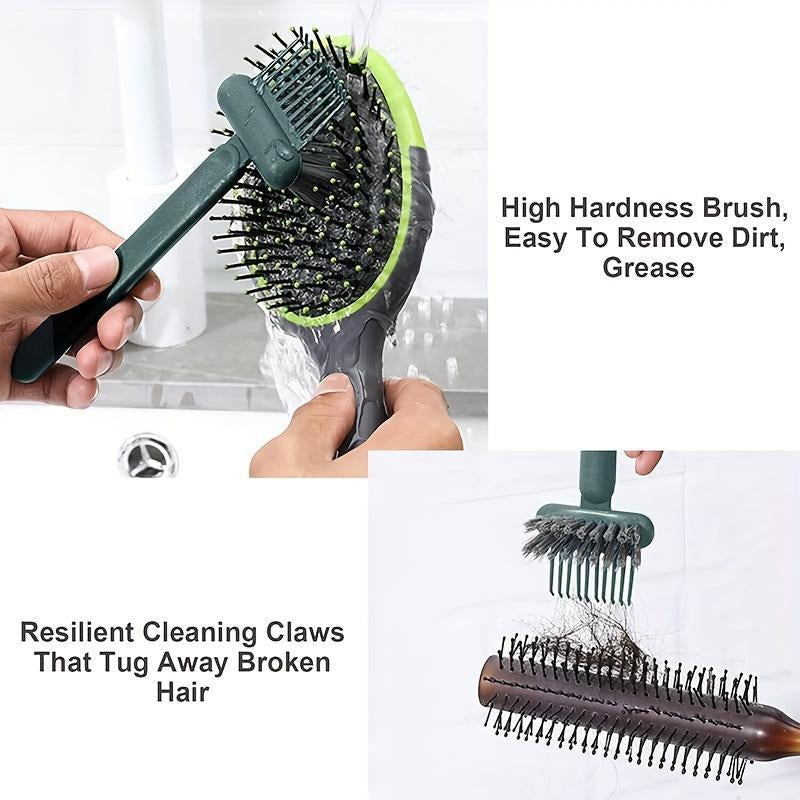 Comb & Hairbrush Cleaner Set 2 Count Dual Tool Mini Rake Bristle Brushes for Hair Dust Build up Removal Portable Reusable Professional Home Use
