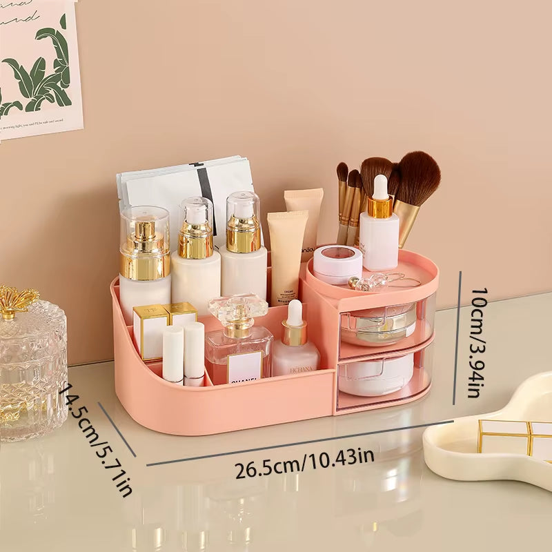 Cosmetic Storage Box with Drawer, Skin Care Product Countertop Storage Box, Lipstick, Brush, Makeup Brush Desktop Organizer