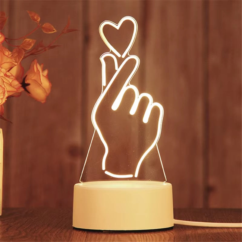 1Pc Night Light Creative Acrylic Bedroom Bedside LED Table Lamp Holiday Event Gift System Gifts