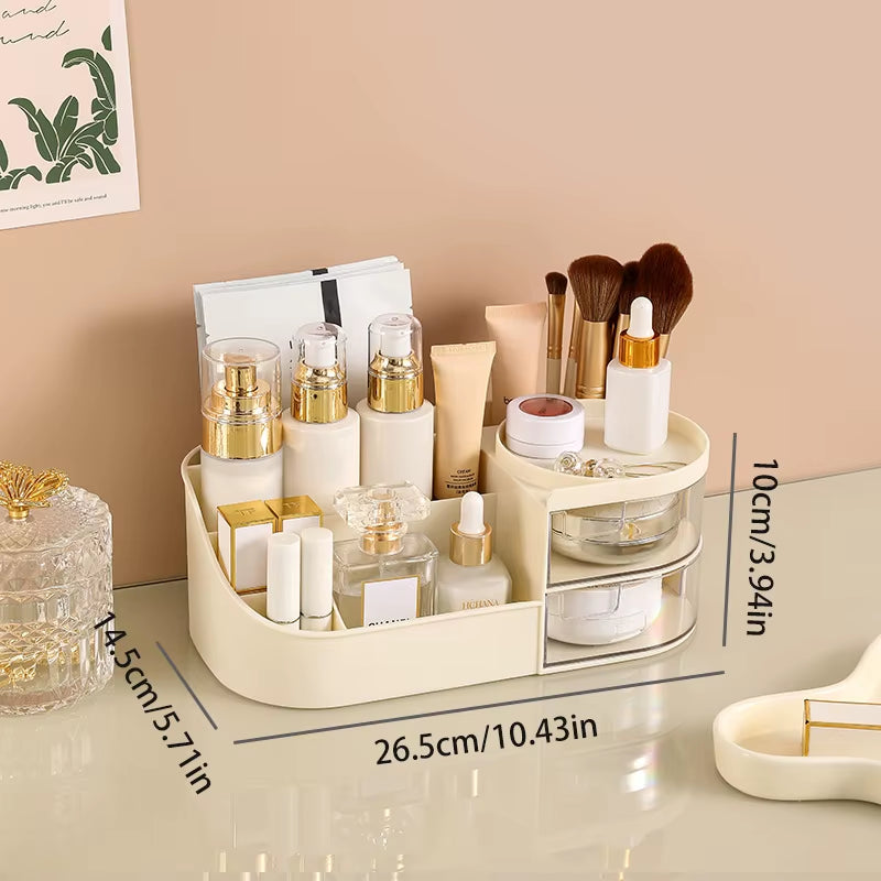 Cosmetic Storage Box with Drawer, Skin Care Product Countertop Storage Box, Lipstick, Brush, Makeup Brush Desktop Organizer