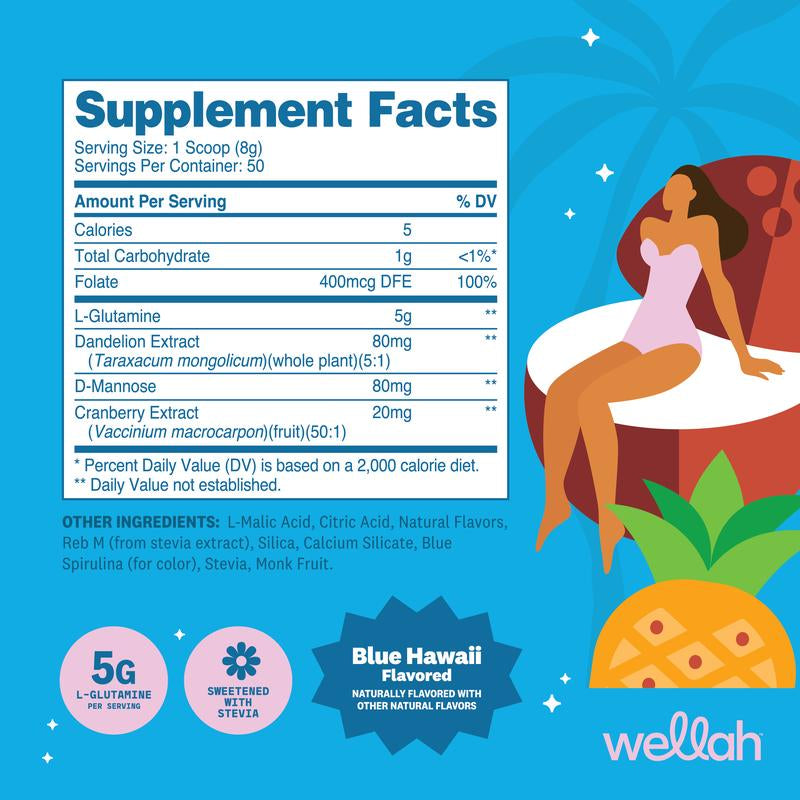 Wellah L-Glutamine Essential Amino Acid Supplement - 5g per Serving, 50 Servings