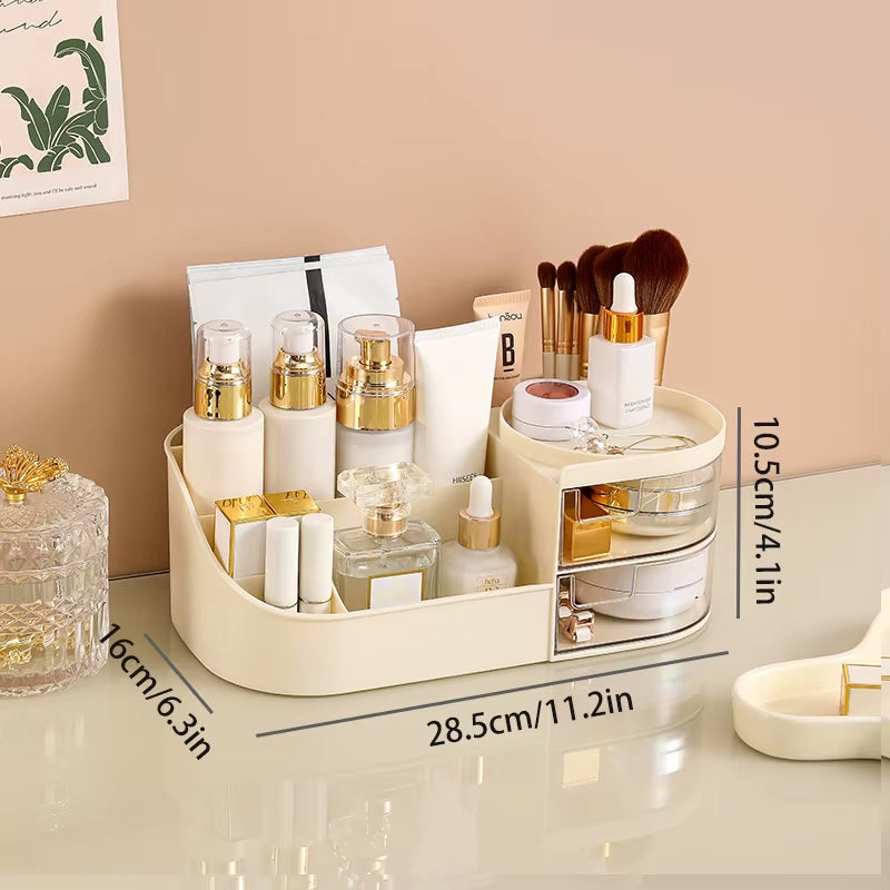 Cosmetic Storage Box with Drawer, Skin Care Product Countertop Storage Box, Lipstick, Brush, Makeup Brush Desktop Organizer