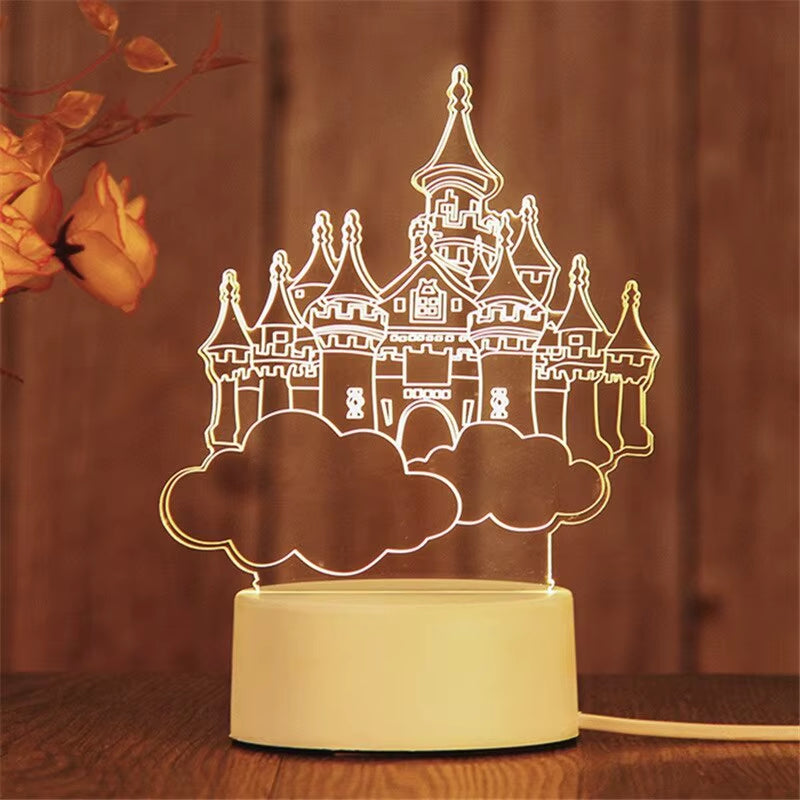1Pc Night Light Creative Acrylic Bedroom Bedside LED Table Lamp Holiday Event Gift System Gifts