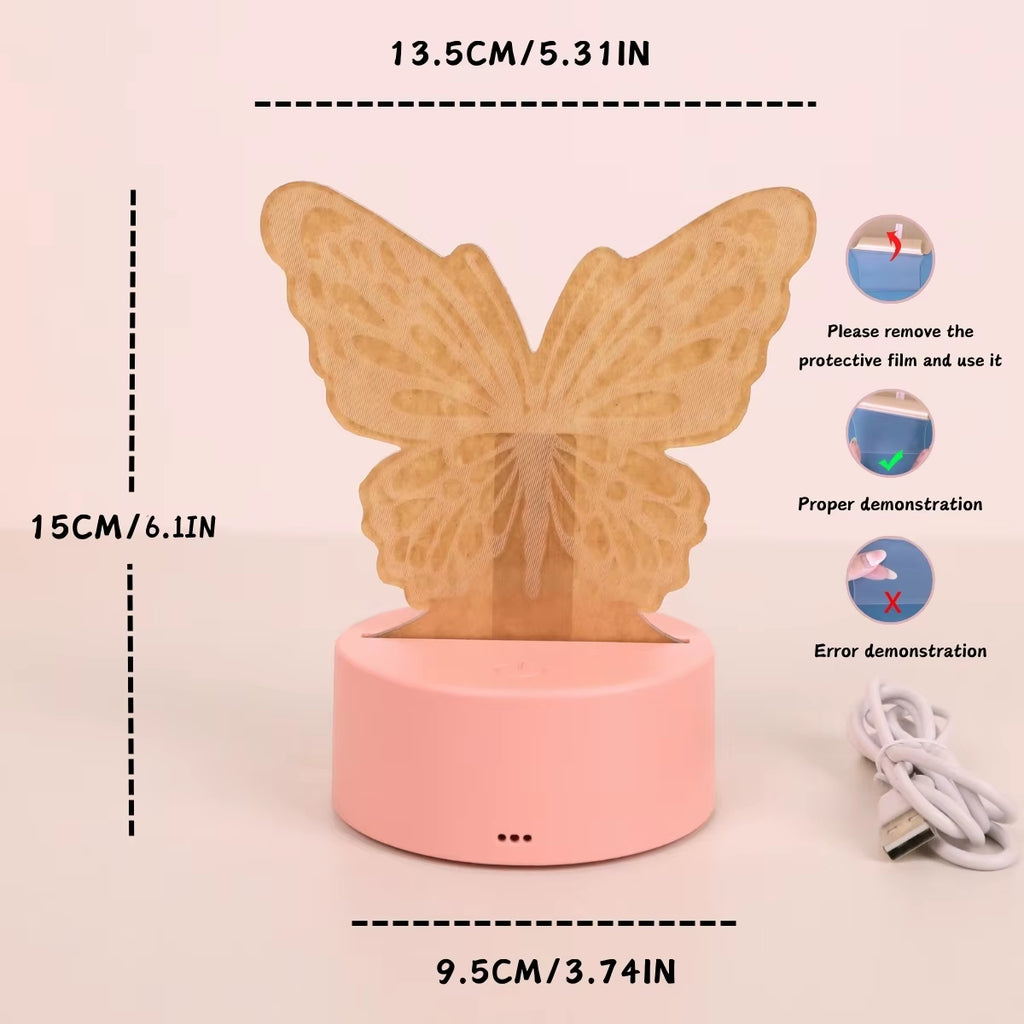 3D Butterfly Creative Night Light USB Home Decoration Table Decoration Living Room Bedroom Decoration Light Birthday Gift