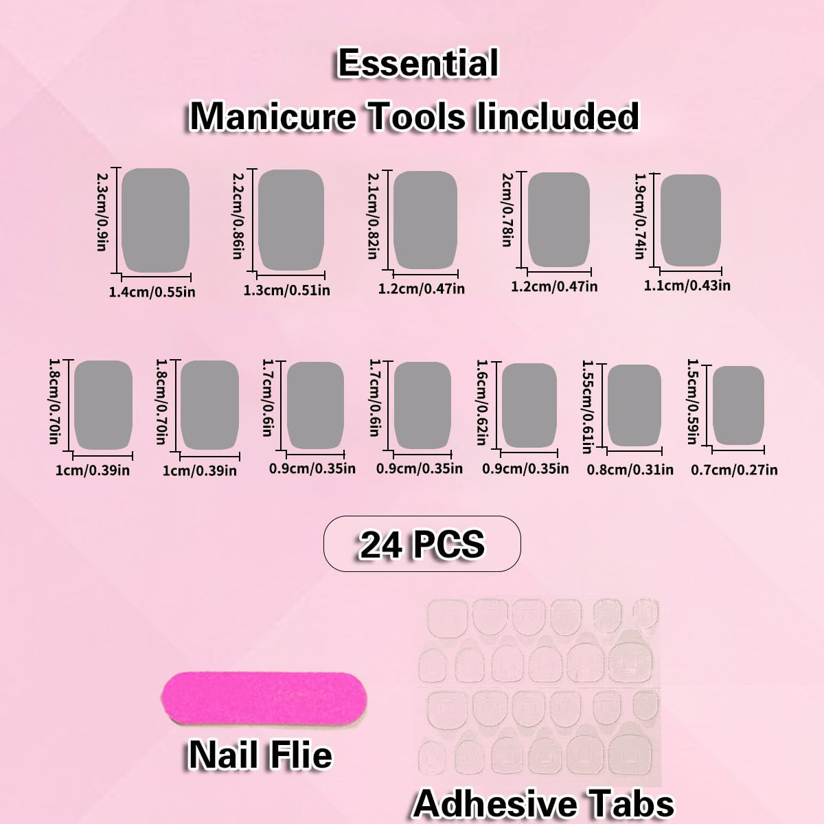 French Tip Press on Nails - Square Short Medium Black Pink Fake Nails for Women - Cute Fantasy Glue on Acrylic Gel Stick on False Nails for Wedding Birthday