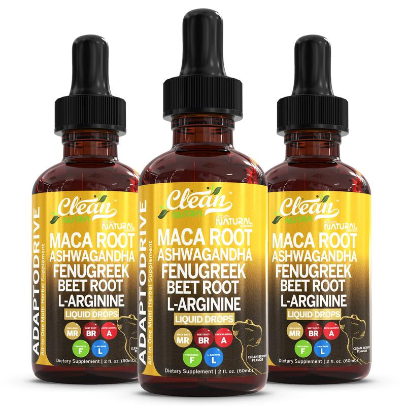 Clean Nutra Maca Root, Ashwagandha, Fenugreek, Beet Root, L-Arginine & More for Women & Men'S Optimum Health Liquid Drop – Adapto Drive