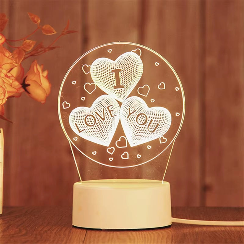 1Pc Night Light Creative Acrylic Bedroom Bedside LED Table Lamp Holiday Event Gift System Gifts