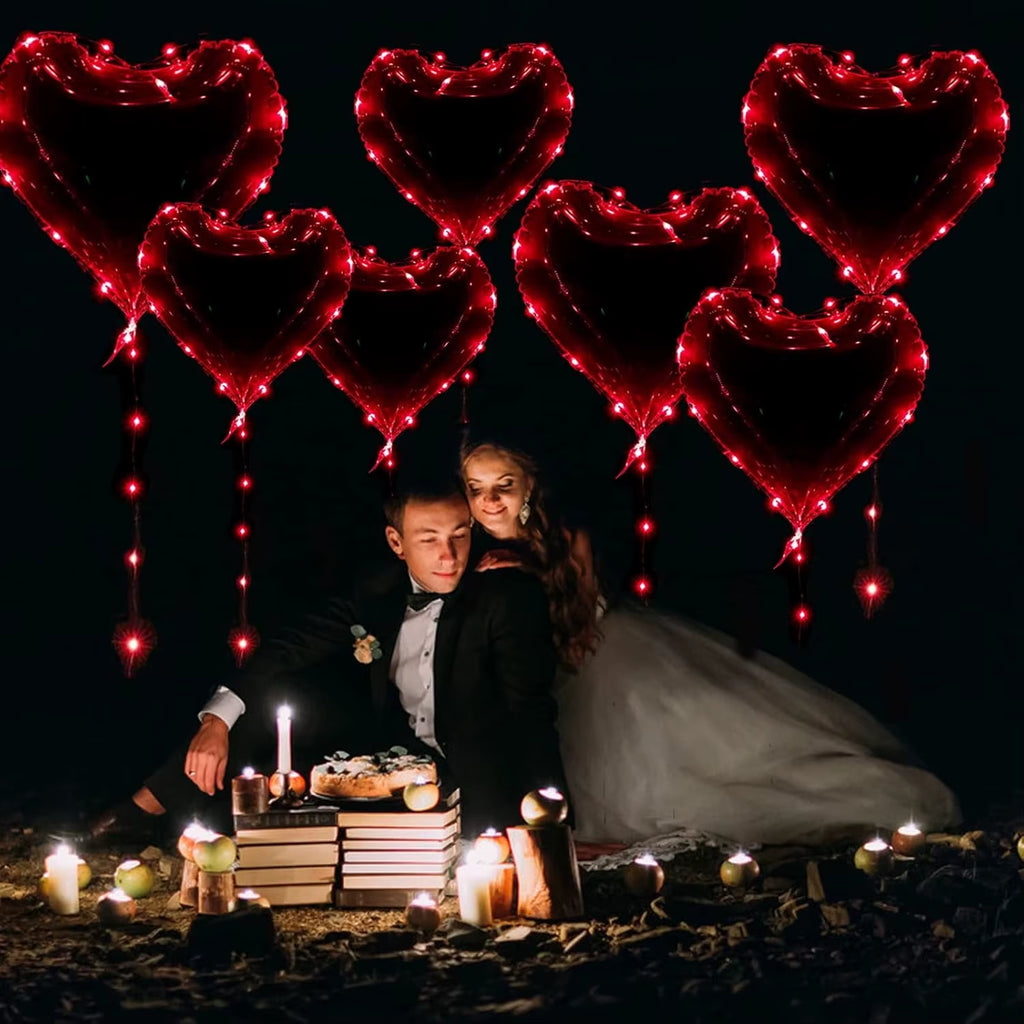 Glowing Heart-Shaped Led Light Wave Balloon (Excluding Inner Electricity) Valentine'S Day Wedding Birthday Party Decoration