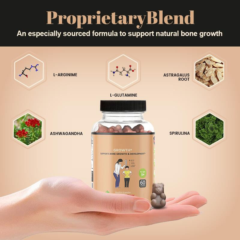 2 Bottles Growth Gummies (Watermelon) Natural Growth & Development Supplement for Kids & Teens - Vitamin D, K, Calcium & Ashwaganda, Bone Strength - Kids Vitamins, Ages 5+