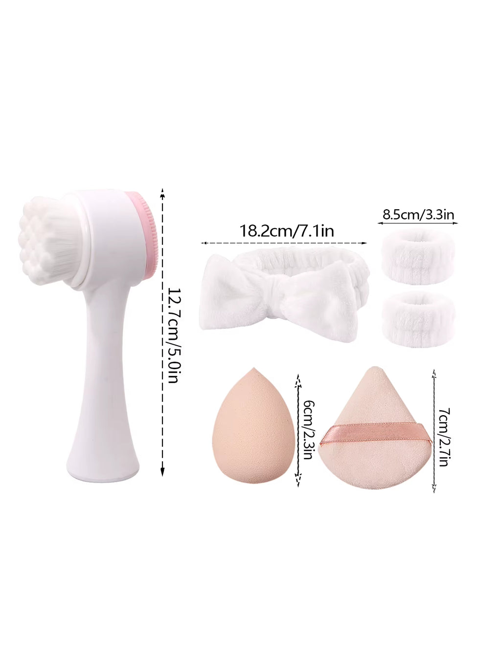 6PCS Professional Beauty Tools: Super Soft Unisex Cleansing Set + Dry and Wet Dual-Purpose Sponge Powder Puff Set