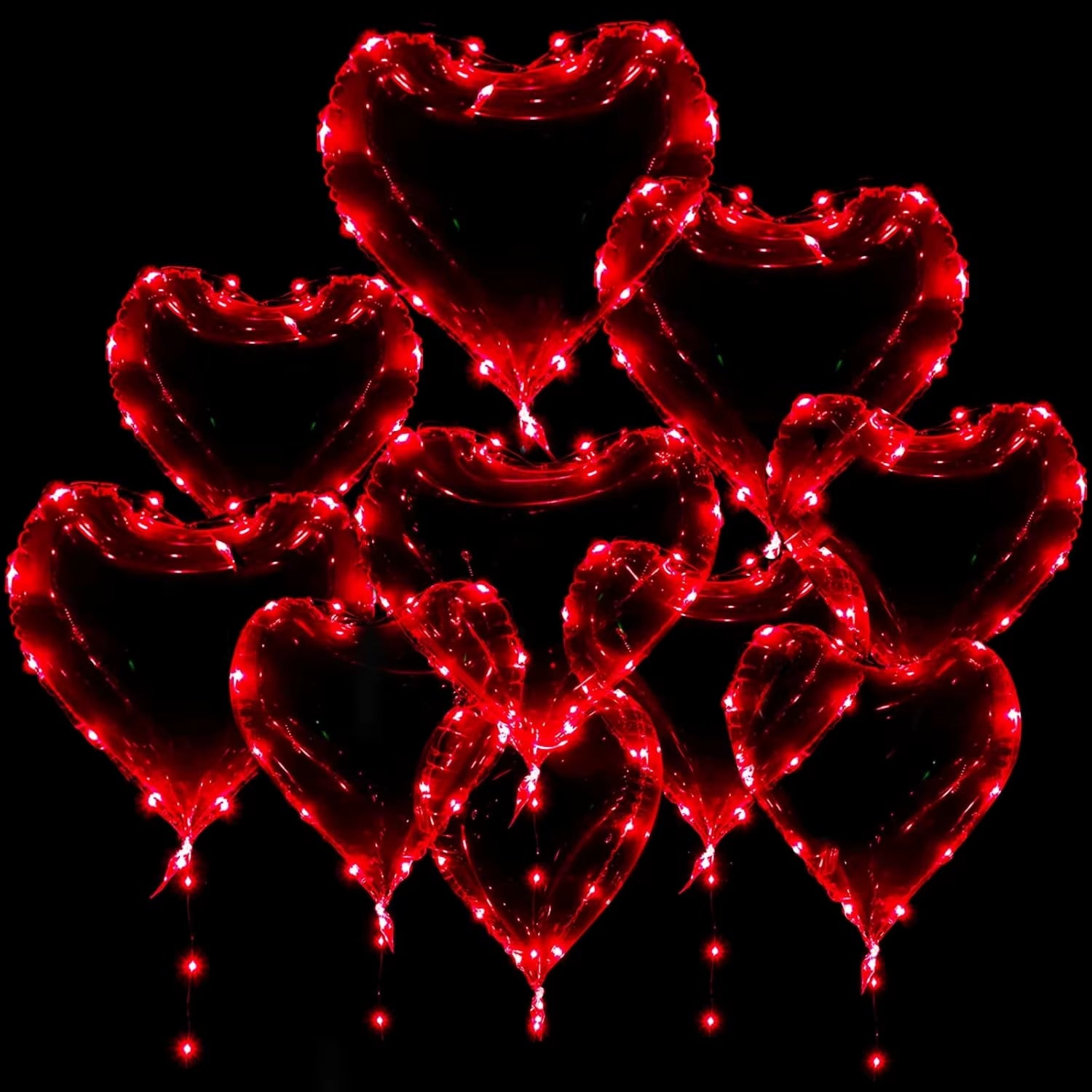 Glowing Heart-Shaped Led Light Wave Balloon (Excluding Inner Electricity) Valentine'S Day Wedding Birthday Party Decoration