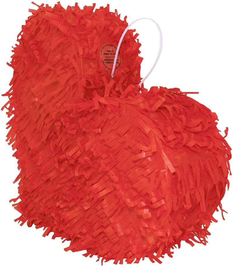 Valentine Heart Shaped Pinata Solid Red Bright Color for Anniversaries Centerpieces Decoration and Photo Prop (Solid Red)