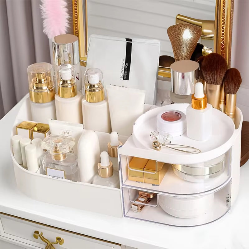 Cosmetic Storage Box with Drawer, Skin Care Product Countertop Storage Box, Lipstick, Brush, Makeup Brush Desktop Organizer