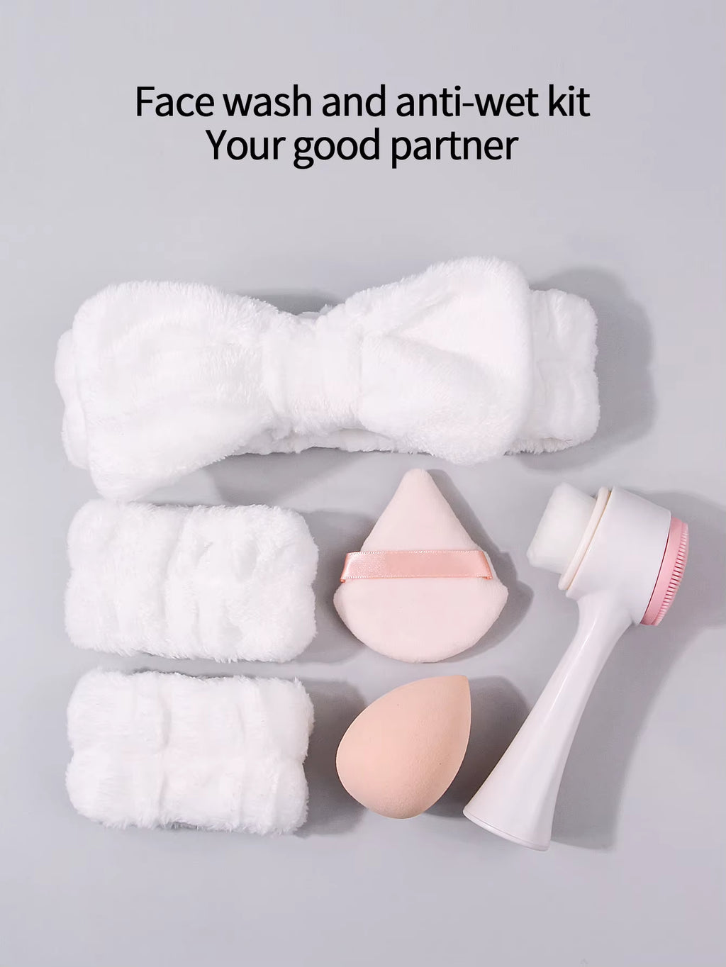 6PCS Professional Beauty Tools: Super Soft Unisex Cleansing Set + Dry and Wet Dual-Purpose Sponge Powder Puff Set