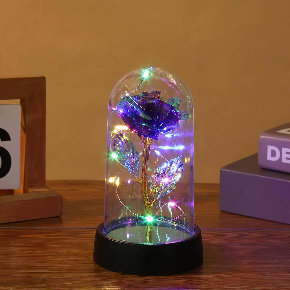 LED Galaxy Three Rose Artificial Flowers Wedding Decor Creative Valentine'S Day Mother'S Gift Battery Powered Dropshipping 1PC