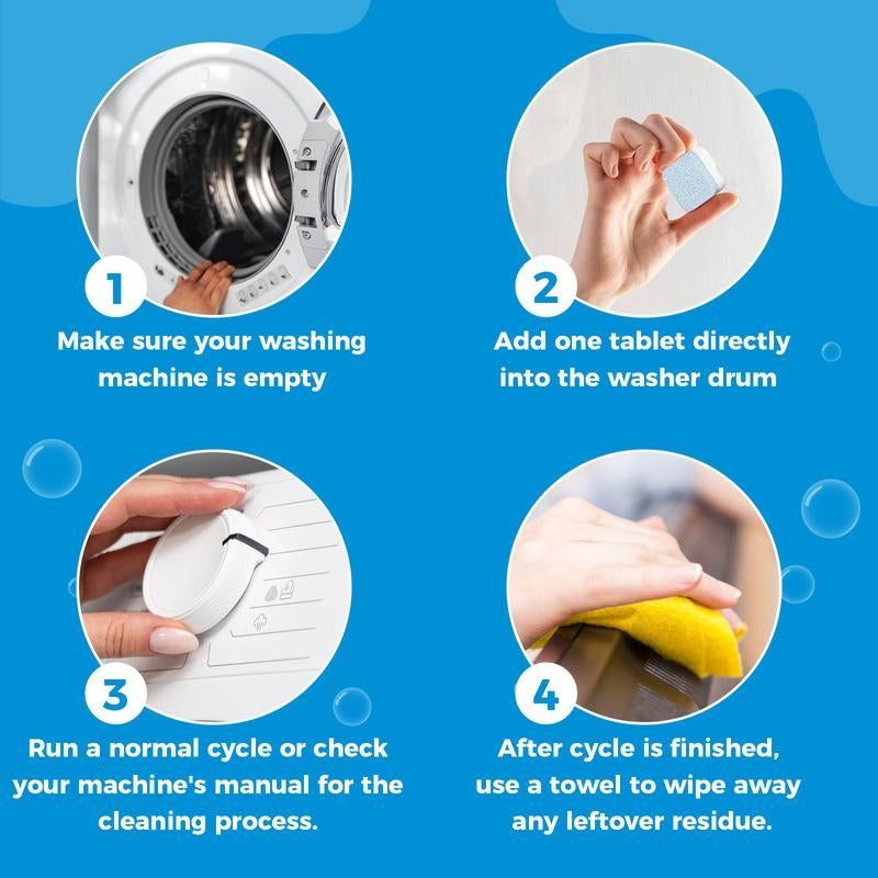 AGICEA 12-Pack Washing Machine Cleaner and Descaler - Deep Cleaning Tablets for HE Front Loader and Top Load Washers, Eco-Friendly Deodorizer for Drum and Laundry Tub Seal, 12-Month Supply with Multifunctional Deodorization