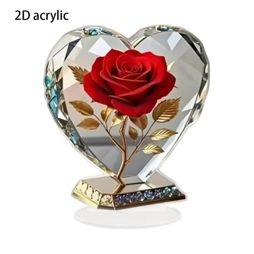 Acrylic Red Roses Decorations for Home Office Desk Enhance Visual Effects New Holiday Gift Ideas Artificial Blooming Plant Decor