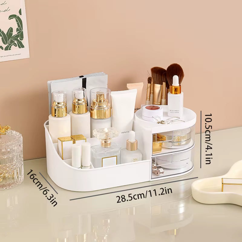 Cosmetic Storage Box with Drawer, Skin Care Product Countertop Storage Box, Lipstick, Brush, Makeup Brush Desktop Organizer