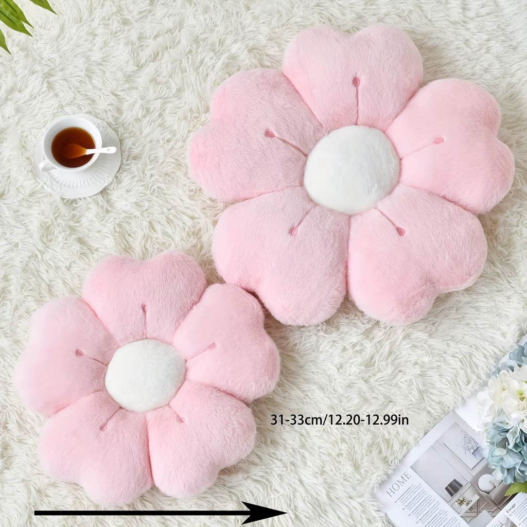 Soft Plush Daisy Flower Throw Pillow - Cozy Decorative Cushion for Bed & Sofa, White/Pink, Adorable Floral Desig