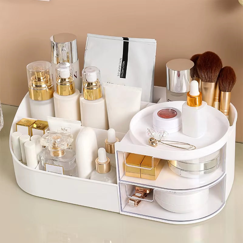 Cosmetic Storage Box with Drawer, Skin Care Product Countertop Storage Box, Lipstick, Brush, Makeup Brush Desktop Organizer