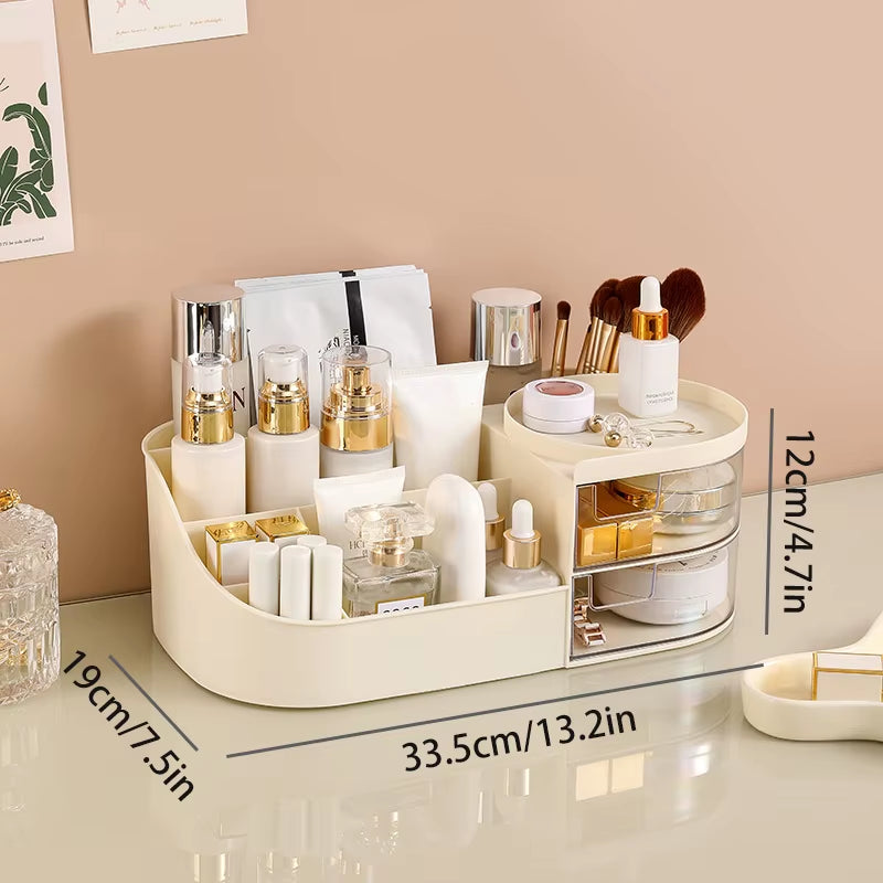 Cosmetic Storage Box with Drawer, Skin Care Product Countertop Storage Box, Lipstick, Brush, Makeup Brush Desktop Organizer