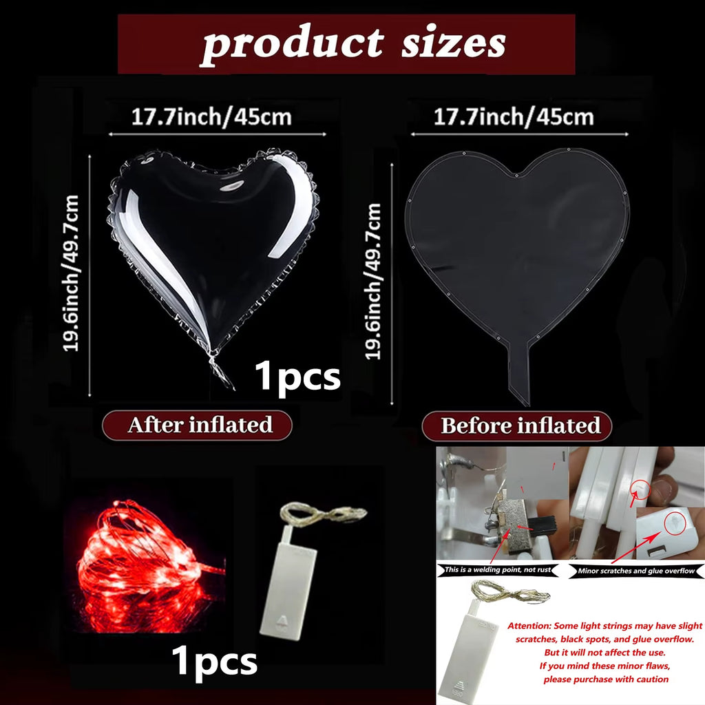 Glowing Heart-Shaped Led Light Wave Balloon (Excluding Inner Electricity) Valentine'S Day Wedding Birthday Party Decoration