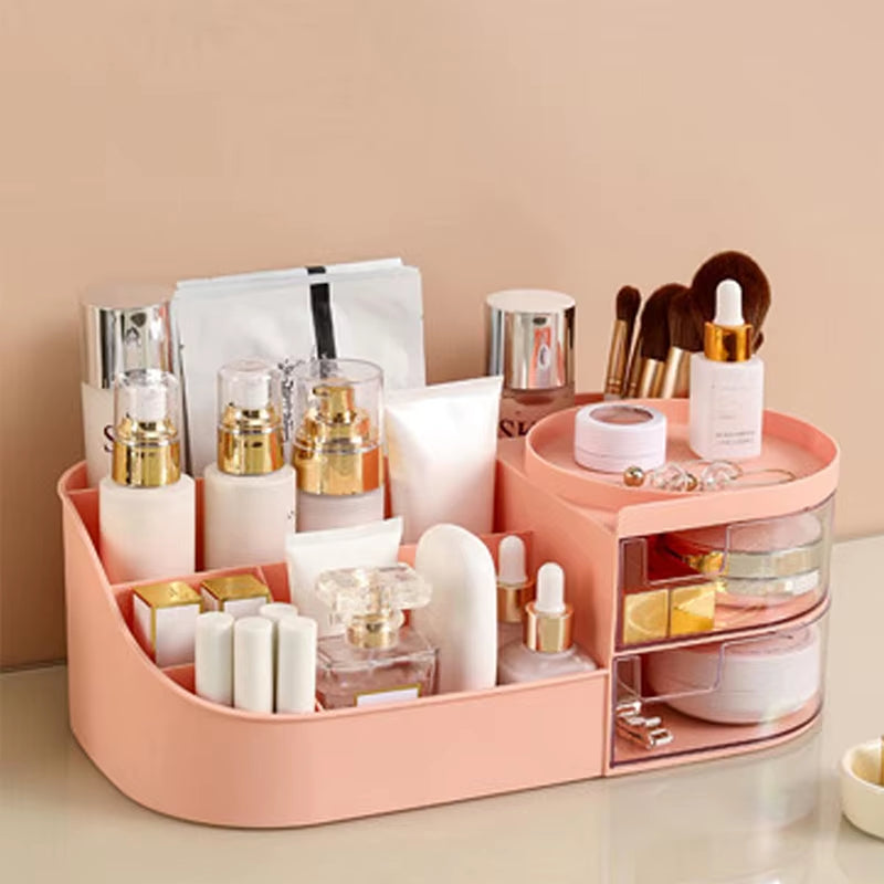 Cosmetic Storage Box with Drawer, Skin Care Product Countertop Storage Box, Lipstick, Brush, Makeup Brush Desktop Organizer