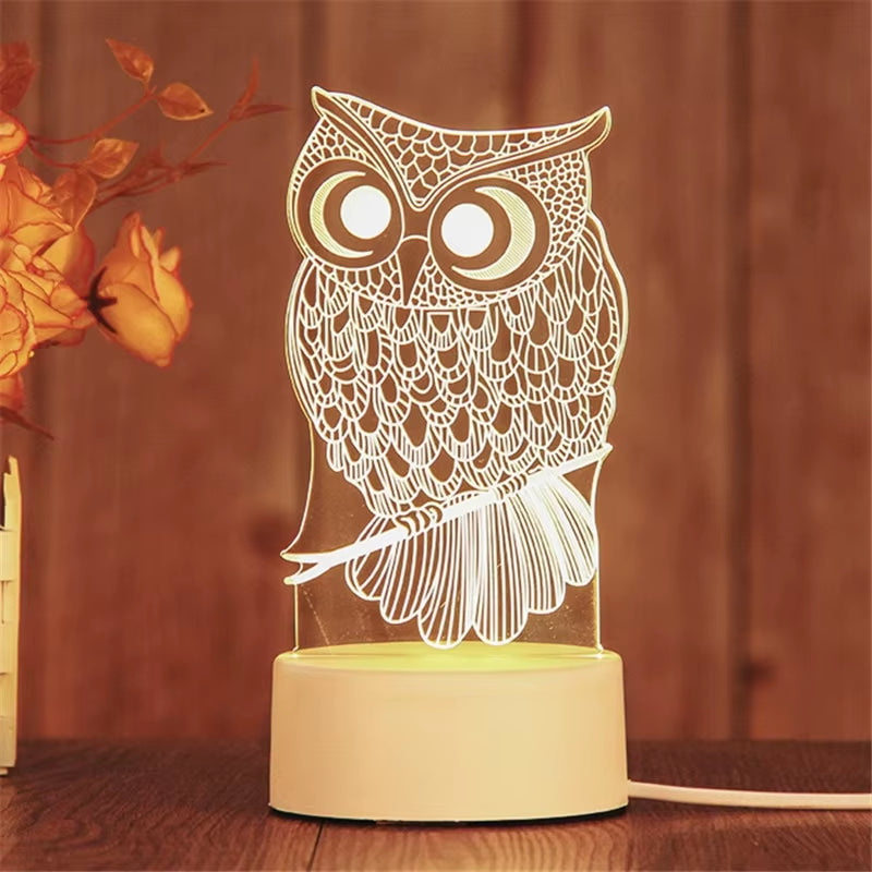 1Pc Night Light Creative Acrylic Bedroom Bedside LED Table Lamp Holiday Event Gift System Gifts