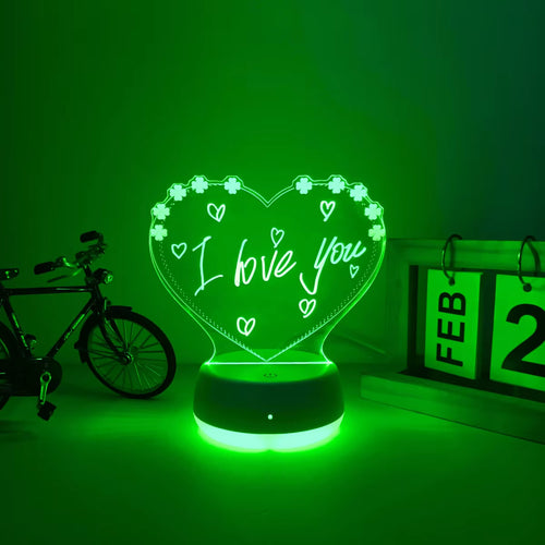 1Pc Love Shaped DIY Night Light, Seven Color Gradient 3D Night Light, USB Touch Base, Suitable for Decorating Multiple Scenarios