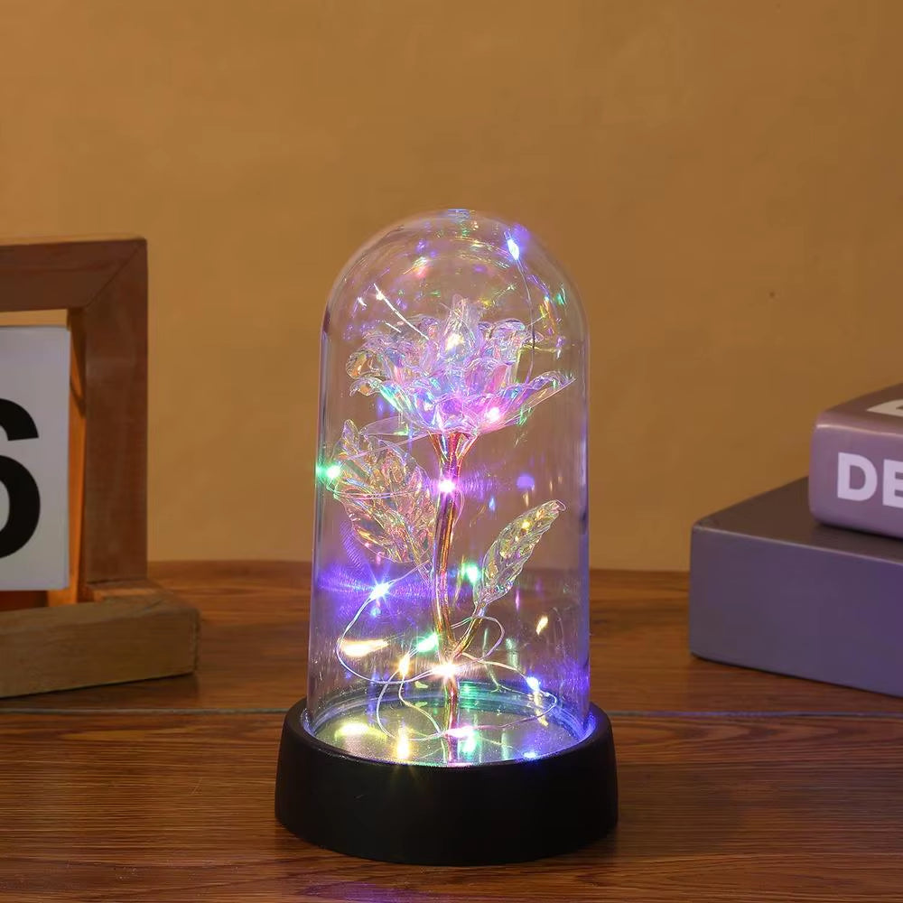 LED Galaxy Three Rose Artificial Flowers Wedding Decor Creative Valentine'S Day Mother'S Gift Battery Powered Dropshipping 1PC