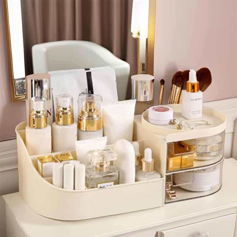 Cosmetic Storage Box with Drawer, Skin Care Product Countertop Storage Box, Lipstick, Brush, Makeup Brush Desktop Organizer