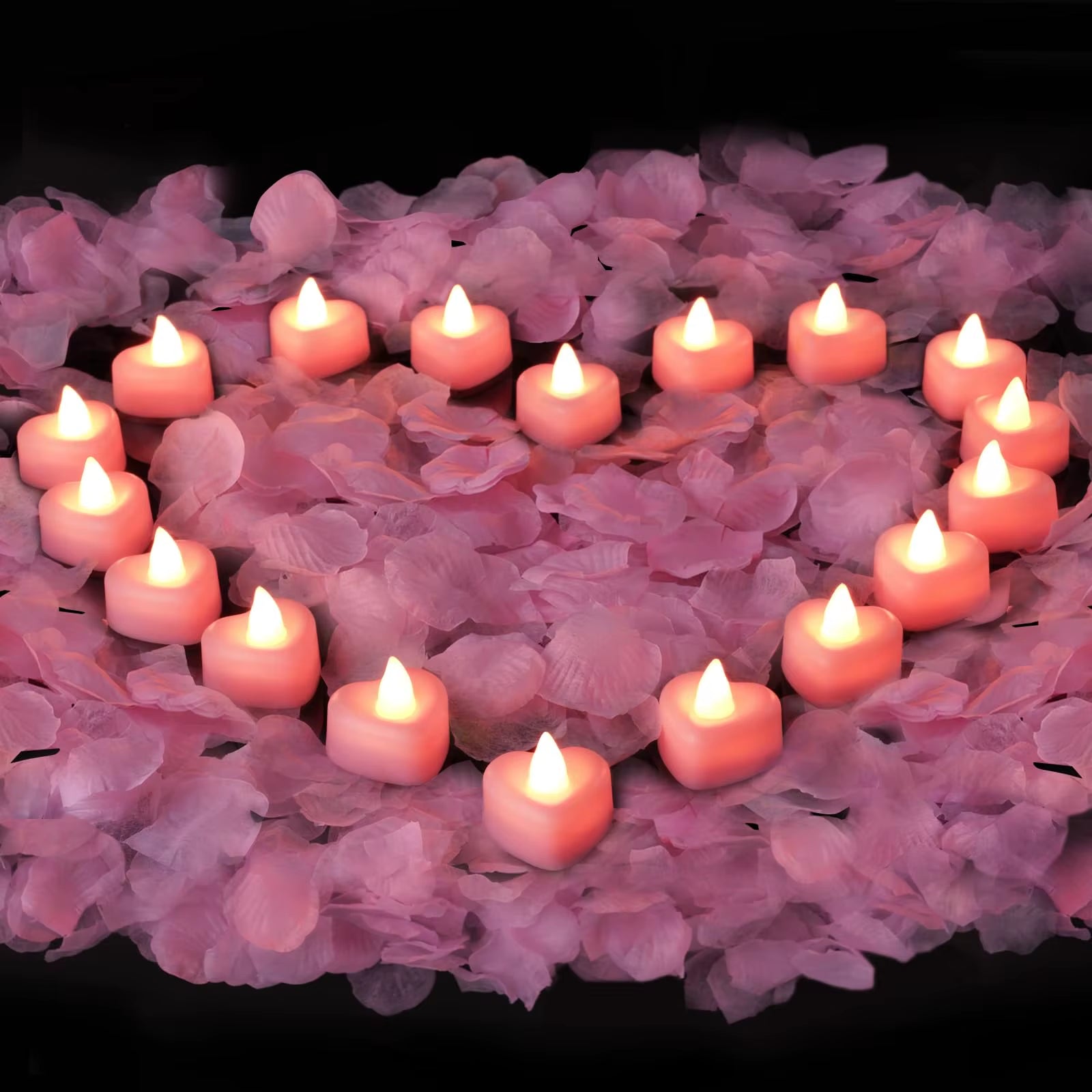 24Pcs Heart Shape LED Flameless Tealight Candles Decorations for Romantic Night Valentine'S Day Wedding Anniversary or Table D