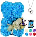 Valentines Day Gift for Her,Rose Bear Gift for Women,Flowers Gifts for Mom Wife Grandma Friends Sister,Artificial Flowers Teddy Bear with Bouquet,Greeting Card,Mother'S Day Birthday Christmas