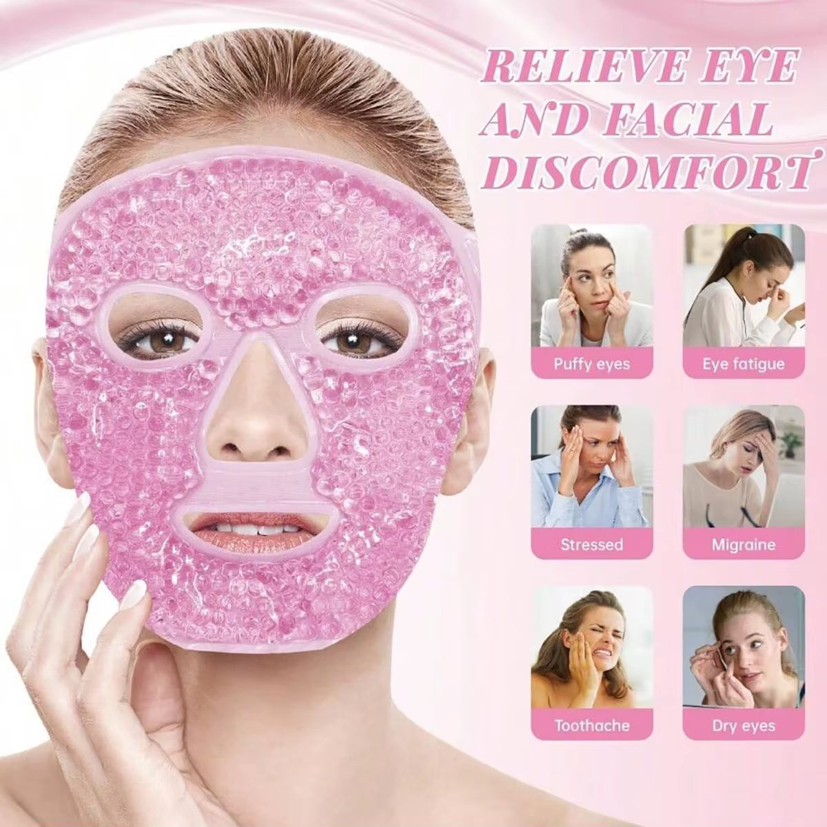 Gel Cooling Ice Face Eye Mask Facial Mask Hot Cold Compress Pack Gel Beads Cold Face Eye Mask Ice Pack,Compress Sleeping Facespa