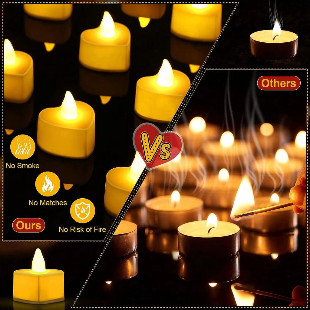 24Pcs Heart Shape LED Flameless Tealight Candles Decorations for Romantic Night Valentine'S Day Wedding Anniversary or Table D