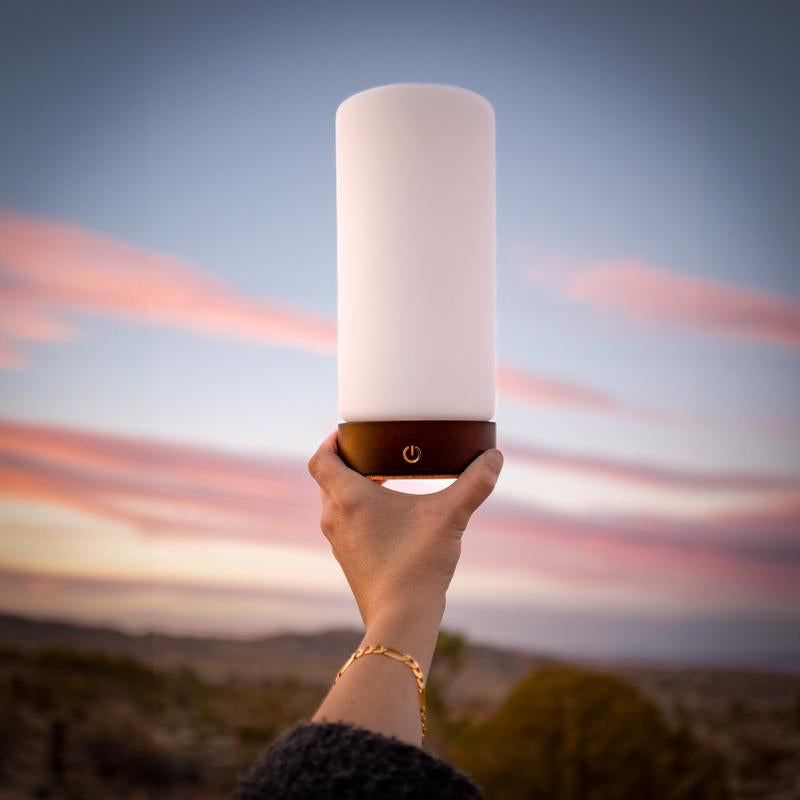 RŪBI Red Light Therapy Lamp – 670Nm Wavelength for Sleep, Relaxation & Wellness | Adjustable Brightness | Elegant Glass and Wood Design