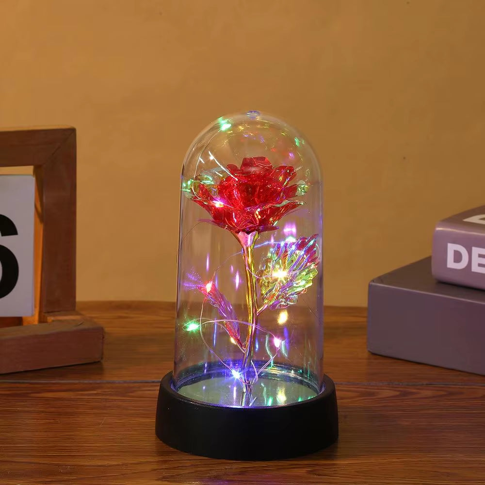 LED Galaxy Three Rose Artificial Flowers Wedding Decor Creative Valentine'S Day Mother'S Gift Battery Powered Dropshipping 1PC