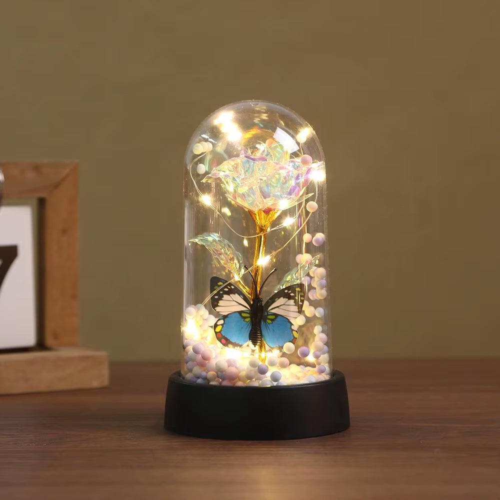 LED Galaxy Three Rose Artificial Flowers Wedding Decor Creative Valentine'S Day Mother'S Gift Battery Powered Dropshipping 1PC