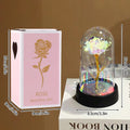 Eternal Rose Flower Glow Rose in the Glass Artificial Flower Desk Accessorie Flower with Box Alentine'S Day Christmas New Year