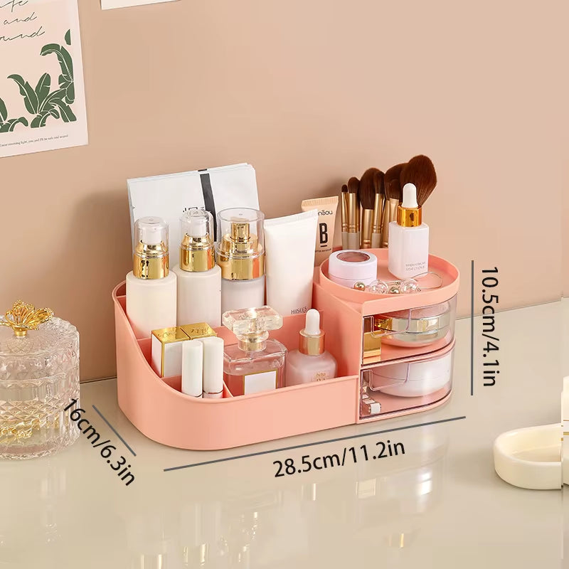 Cosmetic Storage Box with Drawer, Skin Care Product Countertop Storage Box, Lipstick, Brush, Makeup Brush Desktop Organizer