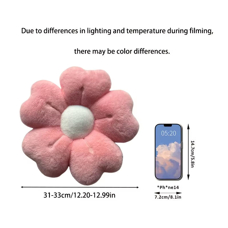 Soft Plush Daisy Flower Throw Pillow - Cozy Decorative Cushion for Bed & Sofa, White/Pink, Adorable Floral Desig