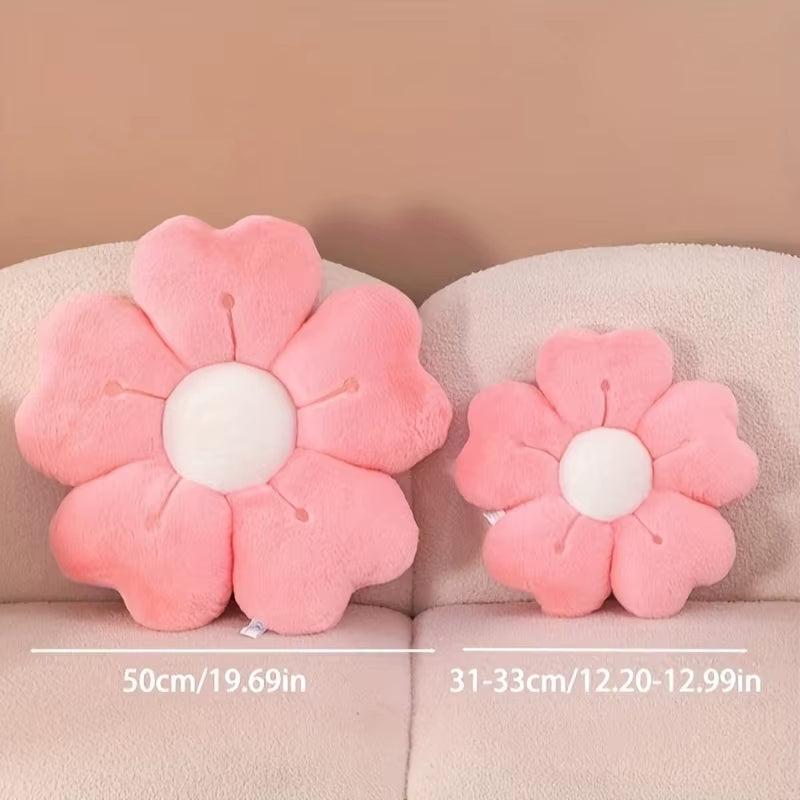 Soft Plush Daisy Flower Throw Pillow - Cozy Decorative Cushion for Bed & Sofa, White/Pink, Adorable Floral Desig