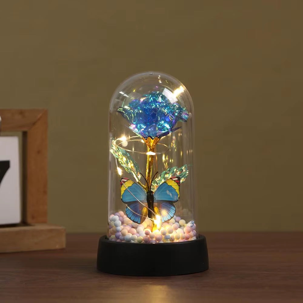 LED Galaxy Three Rose Artificial Flowers Wedding Decor Creative Valentine'S Day Mother'S Gift Battery Powered Dropshipping 1PC