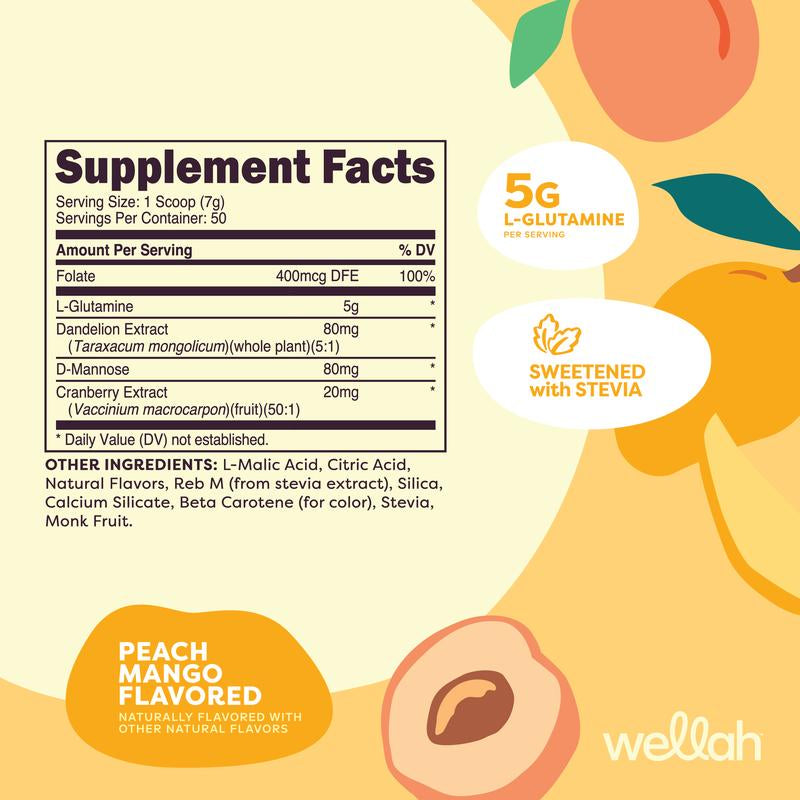 Wellah L-Glutamine Essential Amino Acid Supplement - 5g per Serving, 50 Servings