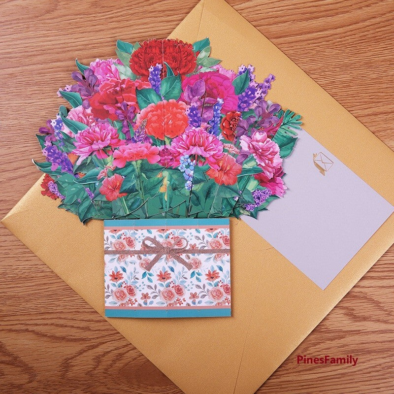 G05-Pop up Carnation Flower Greeting Cards|Valentin