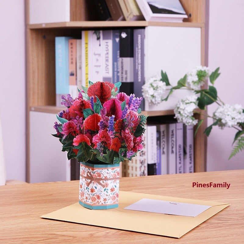 G05-Pop up Carnation Flower Greeting Cards|Valentin