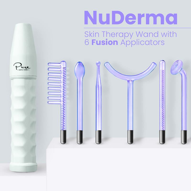 Nuderma Clinical High Frequency Wand with Fusion Neon-Argon Applicators Anti-Aging Anti-Acne by Pure Daily Care Facial Beauty Instrument