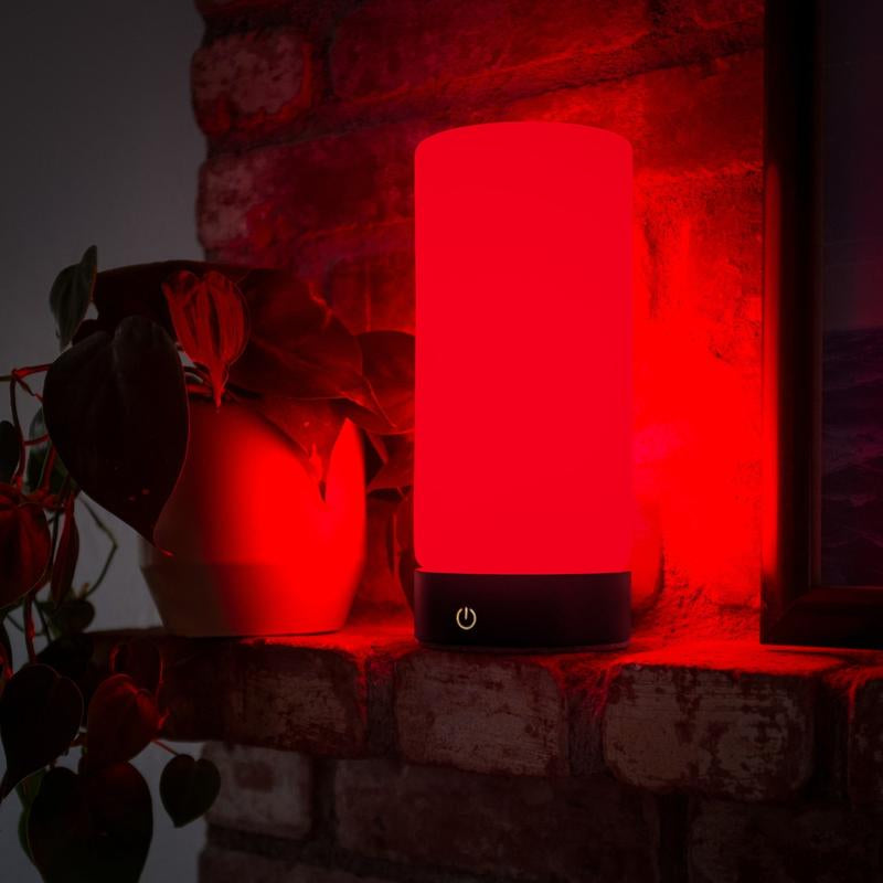 RŪBI Red Light Therapy Lamp – 670Nm Wavelength for Sleep, Relaxation & Wellness | Adjustable Brightness | Elegant Glass and Wood Design