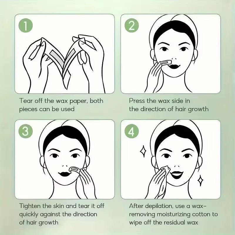 10/20/30/50/100 Pcs Depilatory Wax Strips Hair Removal Wax Paper Cold Wax Strips Paper for Face Neck Arm Leg Body Beauty Tools